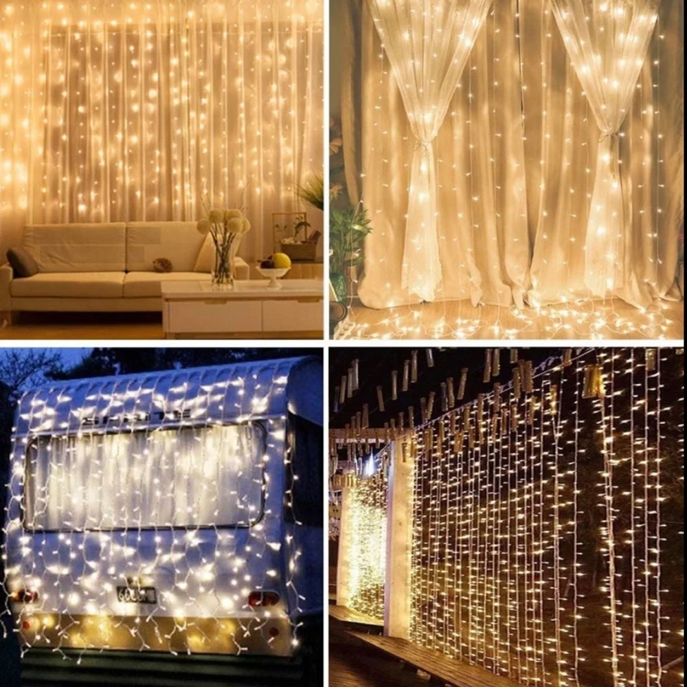 NWT Twinkle Star 300 LED Window Curtain String Light